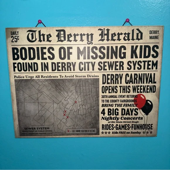 IT Chapter Two Derry Herald Newspaper Sign - Wall Decor - Picture 2 of 4
